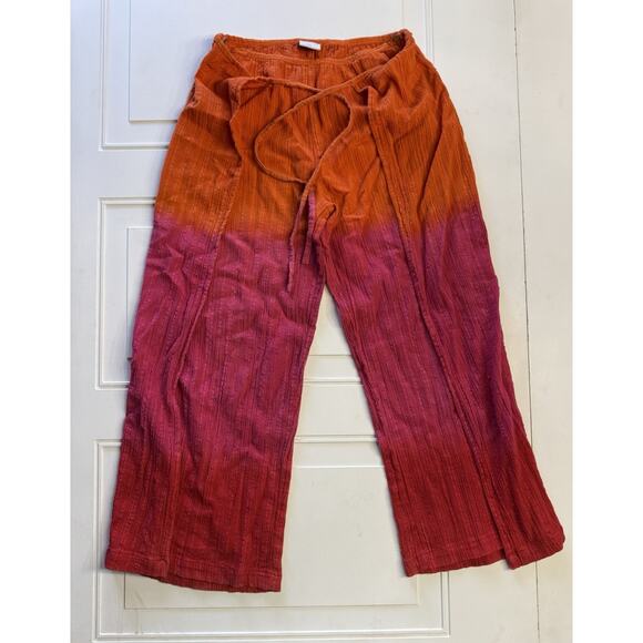 Westbound Beach Cotton Pink Orange Ombré Wrap Wide Leg Pants Size Small - Picture 1 of 8